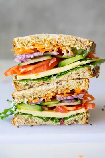 Salad sandwich with herb mayo.