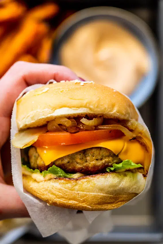 Burgers with spicy mayo.