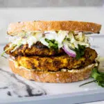 Curried grilled chicken sandwich