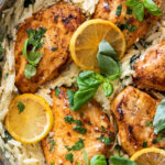 Easy lemon chicken with creamy spinach orzo