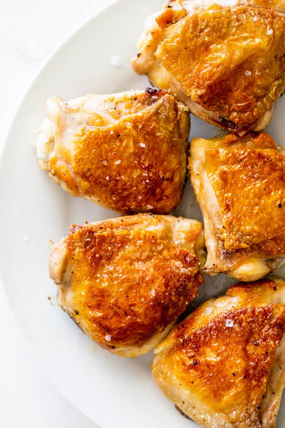 Crispy chicken thighs.