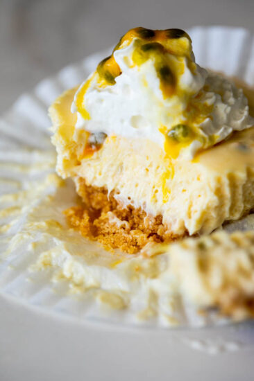 Mini Passion fruit no-bake cheesecakes