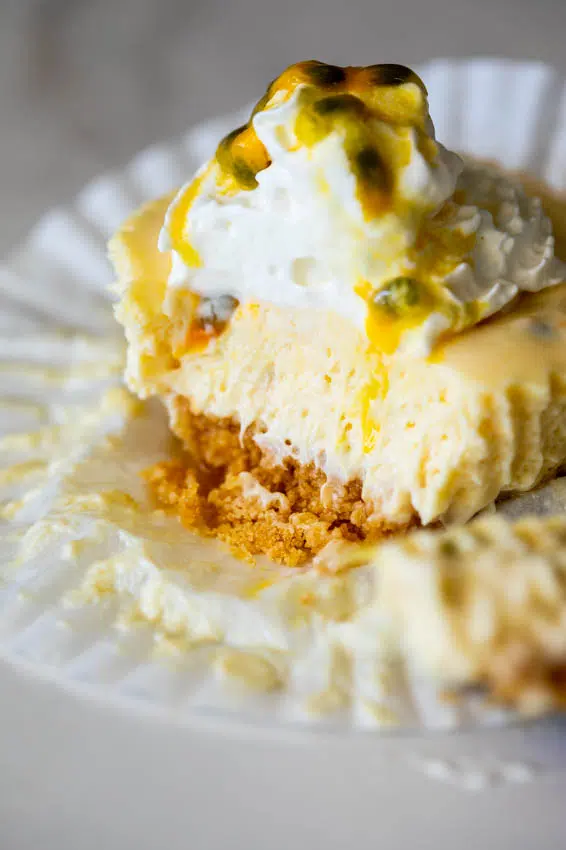 Mini Passion fruit no-bake cheesecakes