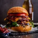 Bourbon-basted cheeseburger