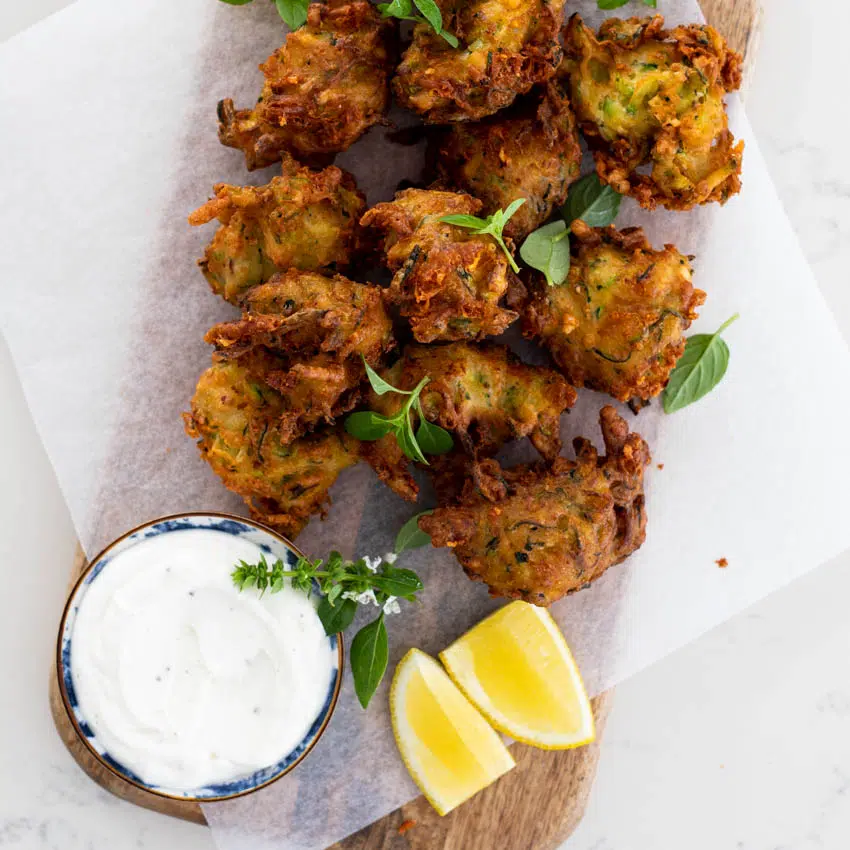 Crispy cheesy zucchini fritters