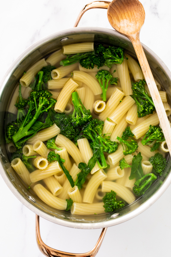 Rigatoni and broccoli cooked together.