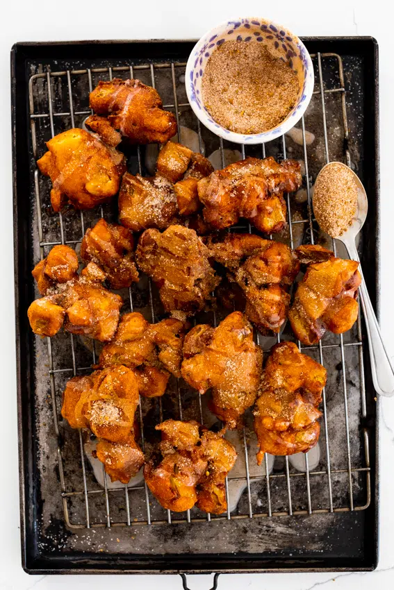 Apple fritters with masala sugar