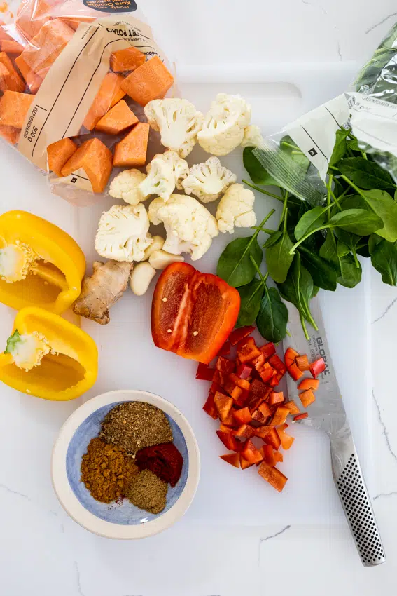 Vegetable curry ingredients