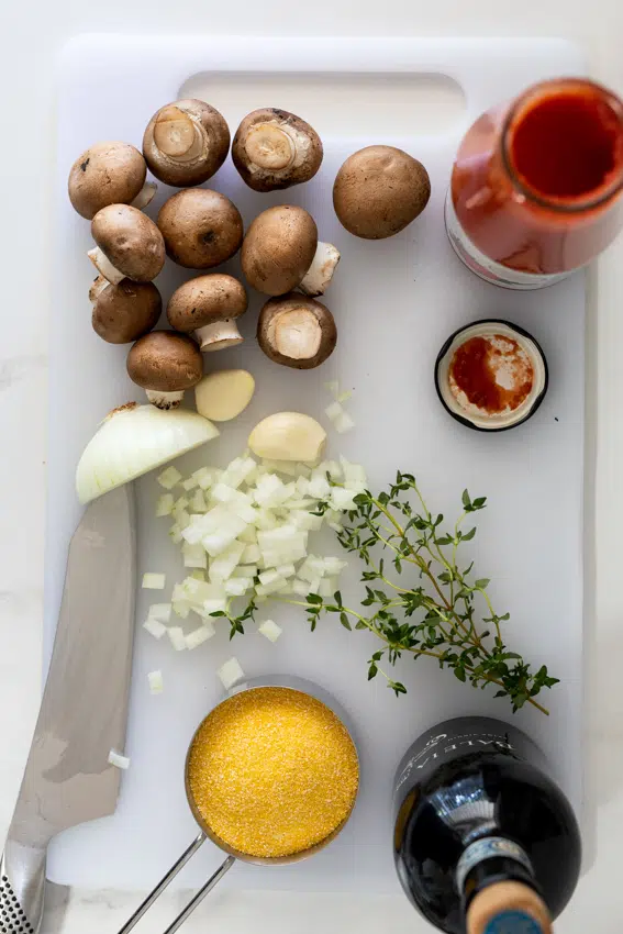 Ingredients for mushroom ragout.
