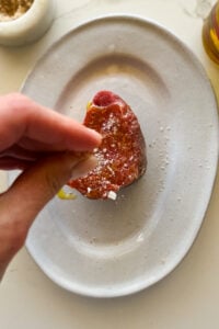 Fillet Mignon seasoned with salt.