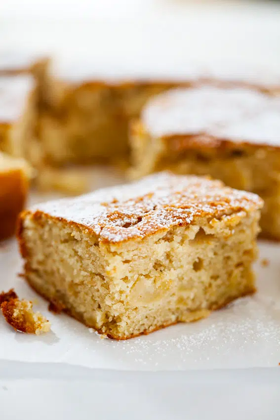 Apple cake with caramelized apples.