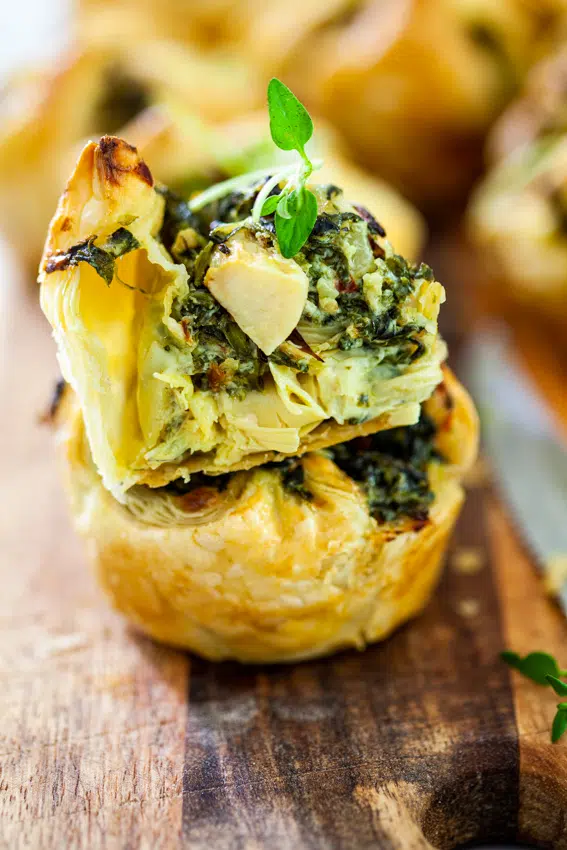 Cheesy spinach artichoke puffs