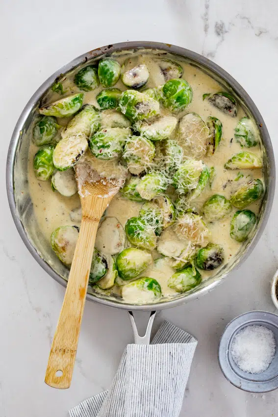 Creamy Parmesan Brussels Sprouts