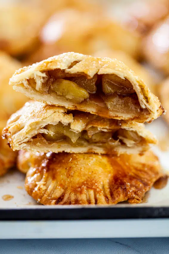 Cinnamon-scented apple filling in crisp pastry.