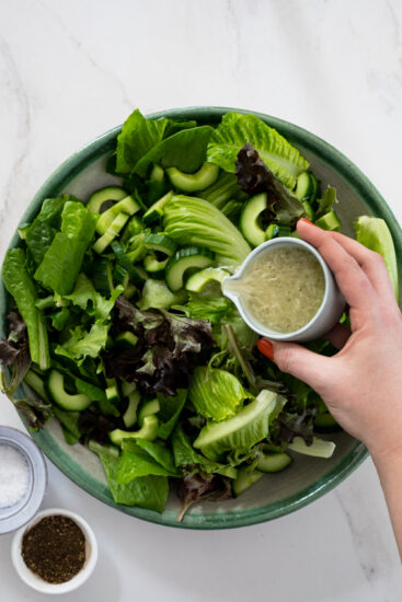 Easy green salad with lemon Parmesan dressing