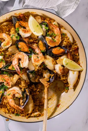 Seafood paella.