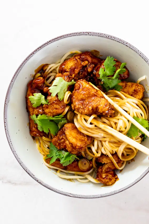 Sticky soy honey Chicken and Noodles