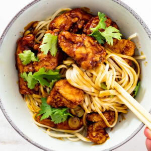 Sticky soy honey Chicken and Noodles