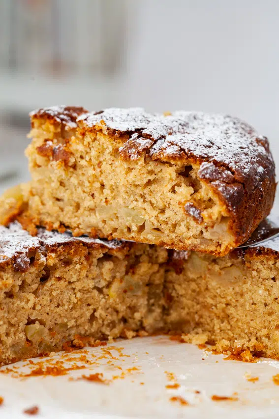 Moist and delicious apple cinnamon cake.