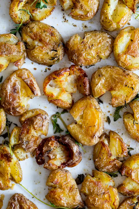 Bacon Fat Crispy Smashed Baby Potatoes