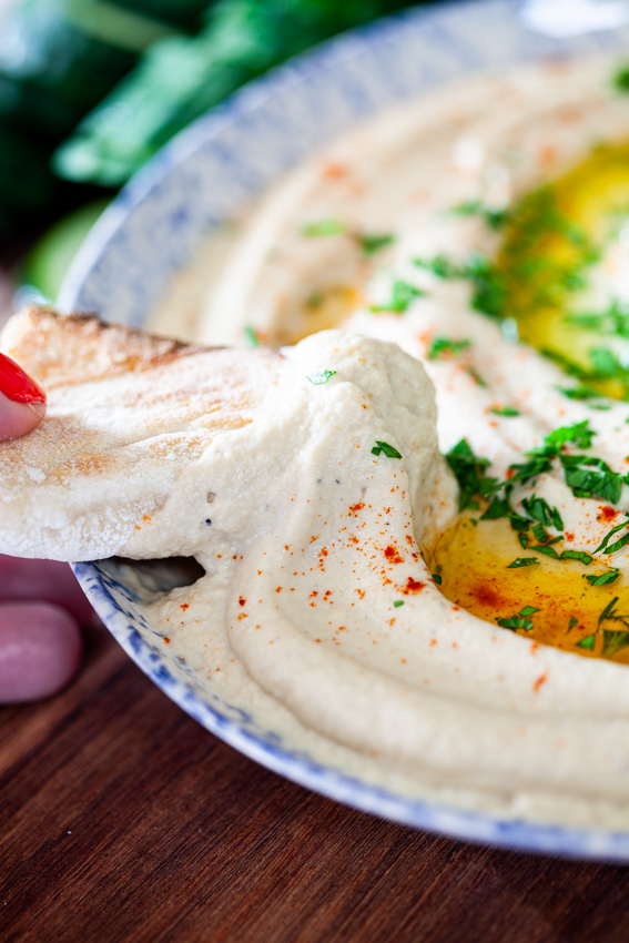 Baba Ganoush made with charred eggplant.