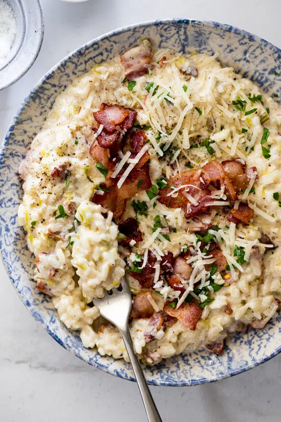 Bacon risotto with mascarpone