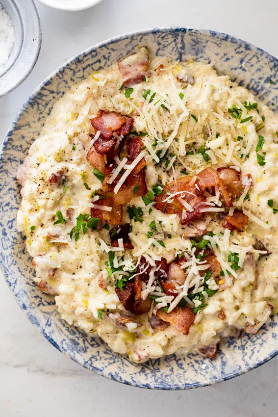 Bacon risotto with mascarpone