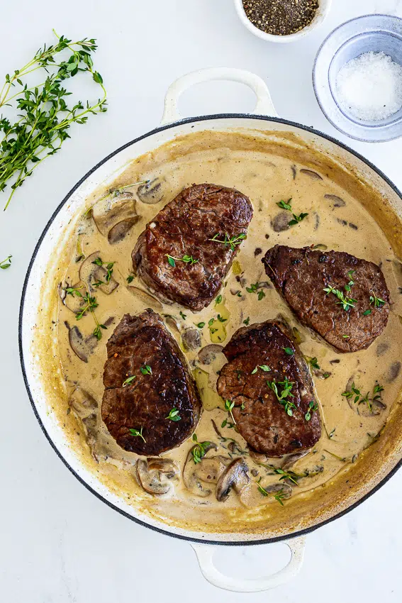 Beef tenderloin in truffled mushroom sauce