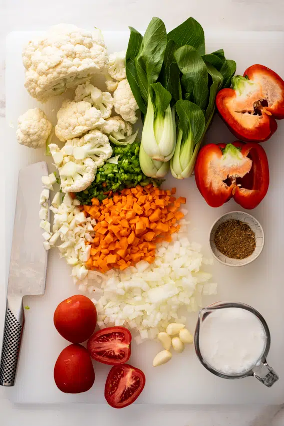 Ingredients for Coconut curry vegetable soup