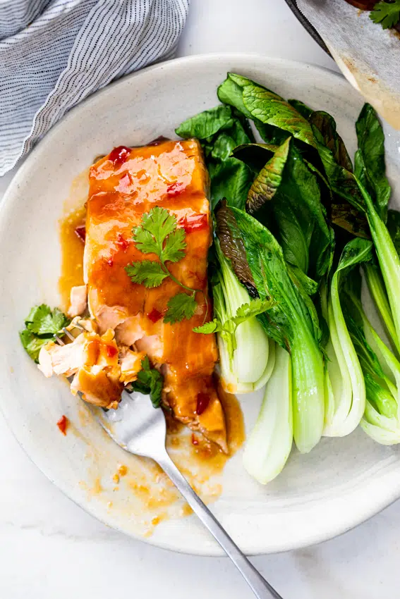 Easy sweet chilli oven baked salmon