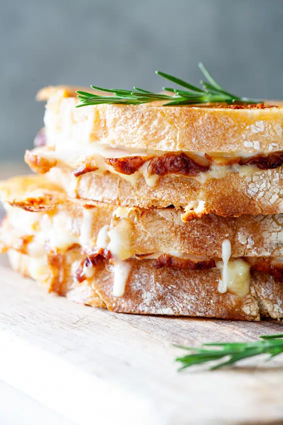 Grilled ham and cheese made with leftover ham.