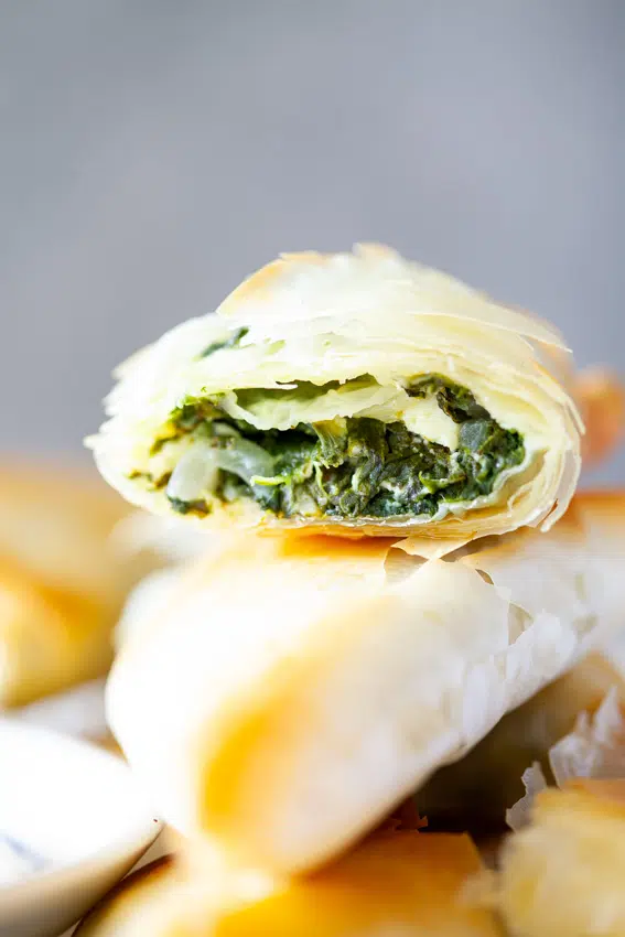 Creamy spinach and feta spanakopita.