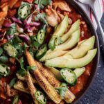 Mexican chicken soup with charred baby corn