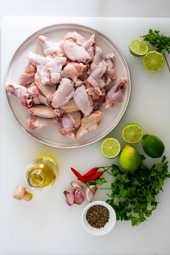 Ingredients for Air Fryer chicken wings.