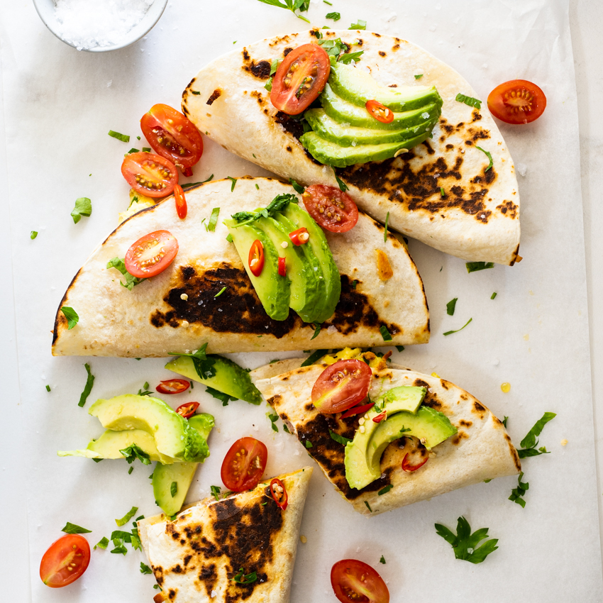 Ham and cheese breakfast quesadillas