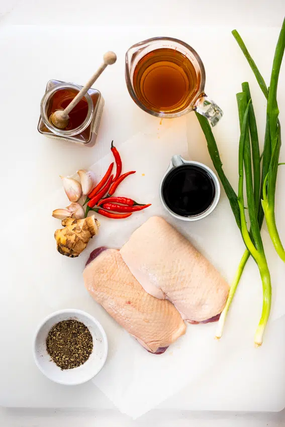 Pan Seared Duck Breast with Honey-Soy glaze ingredients