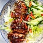 Seared duck breasts with soy honey pan sauce