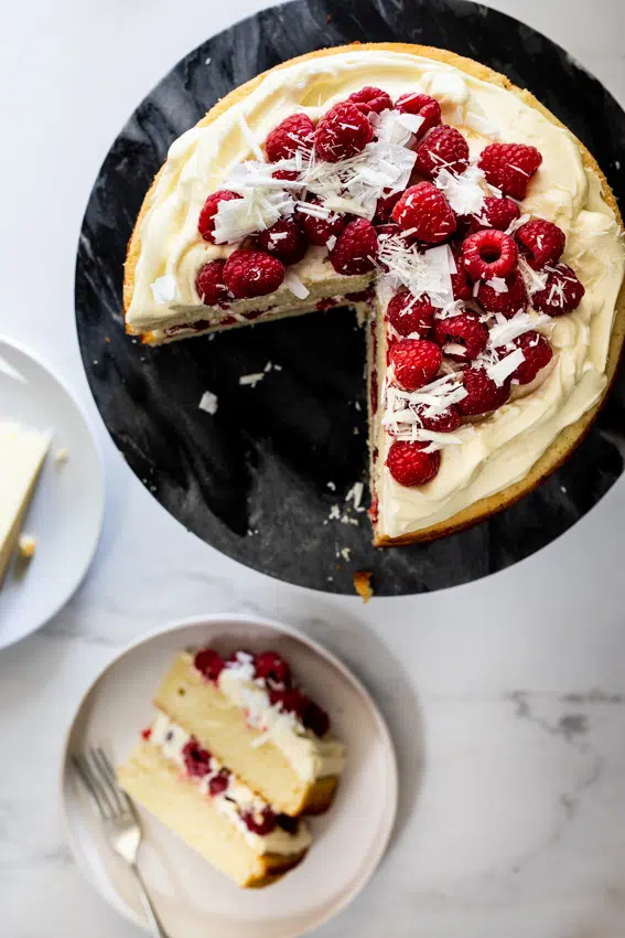 White Chocolate Raspberry Cake