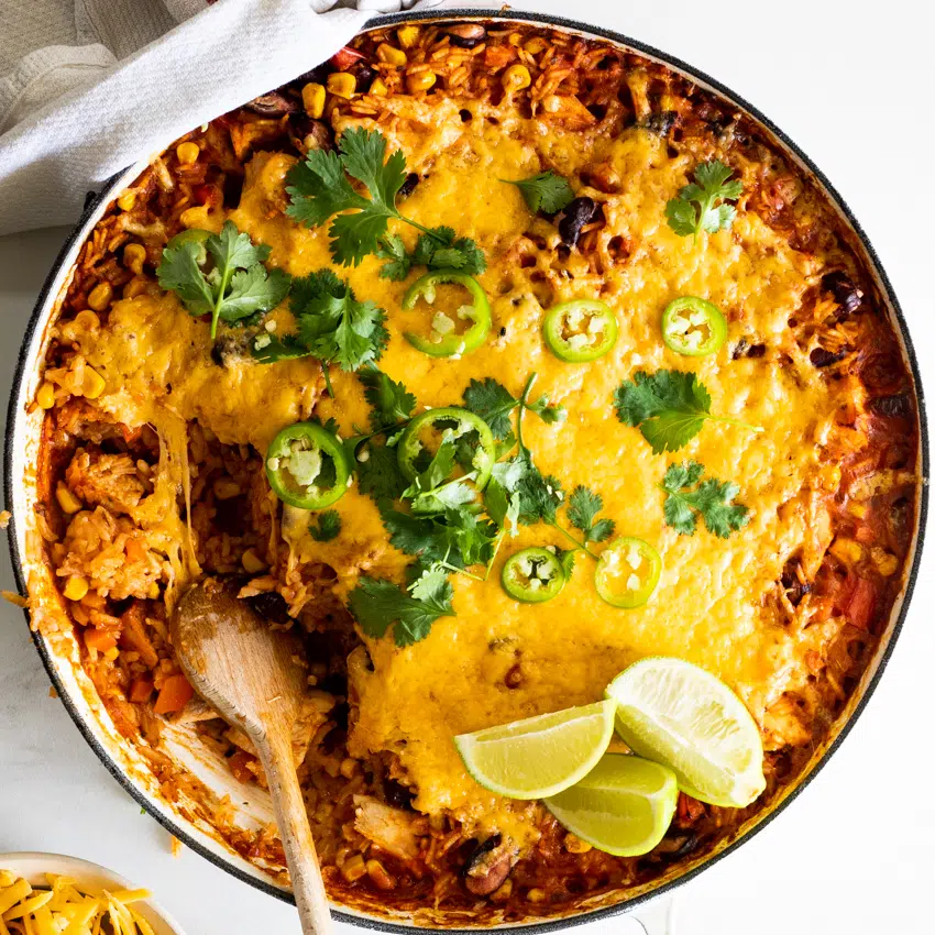 Cheesy Mexican Chicken and rice bake