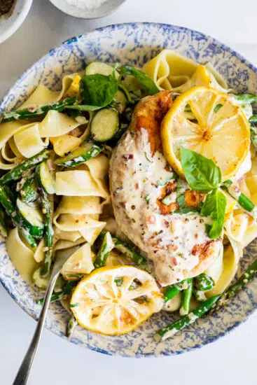 Creamy Lemon Chicken Pasta Primavera