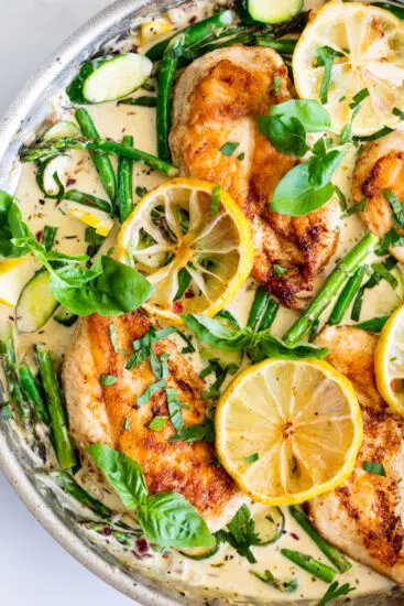 Creamy Lemon Chicken Pasta Primavera