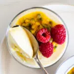 Vanilla Panna Cotta with fresh passion fruit