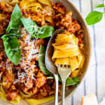 Chicken Bolognese with bacon