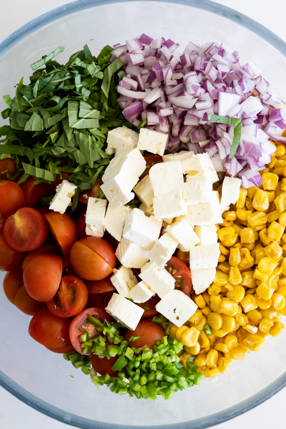 Summer Jalapeño Corn Salad Ingredients.