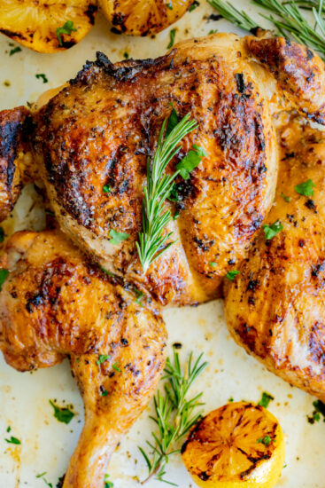 Lemon Rosemary Spatchcock Chicken