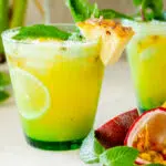 Fresh pineapple and passion fruit mojito