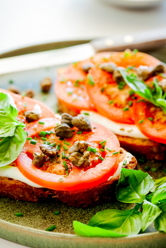 Easy Tomato Toast with Whipped Goat's Cheese
