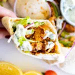 Chicken pitas with dill yogurt sauce