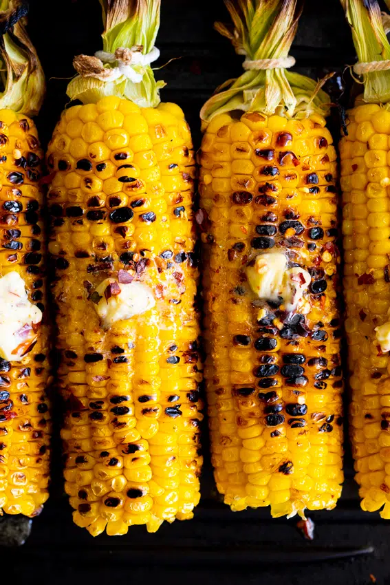Grilled Corn on the cob with hot honey butter