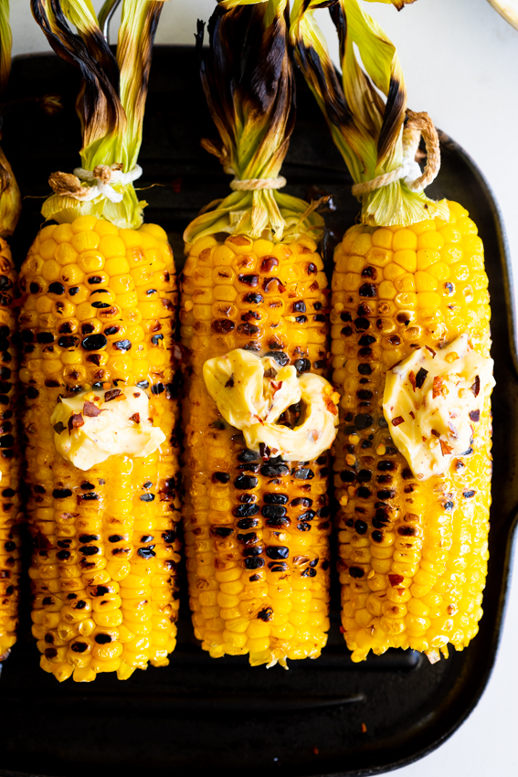 Grilled Corn on the cob with hot honey butter